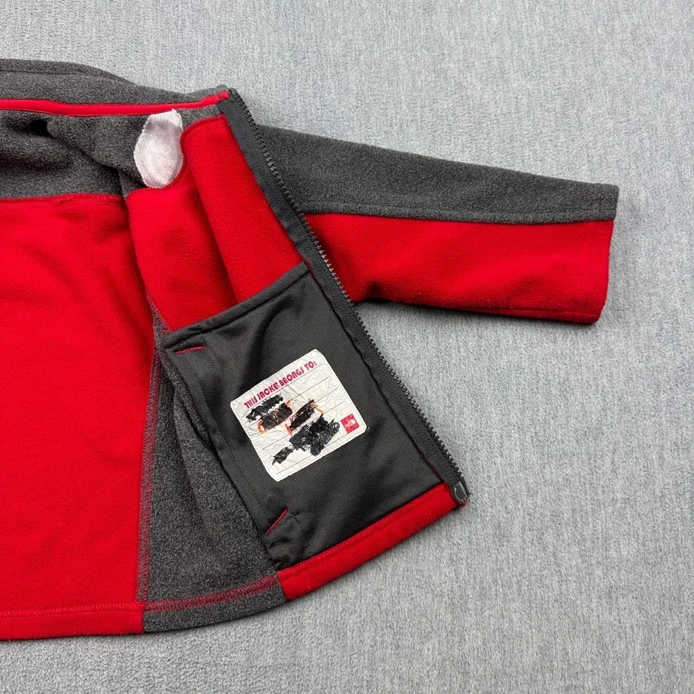 The North Face Jacket Toddler‎ Kids 3T Red Gray Fleece Full Zip Outdoor Gorpcore
